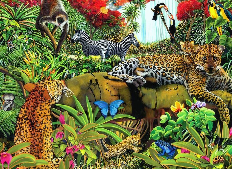 Jungle Animals in Habitat