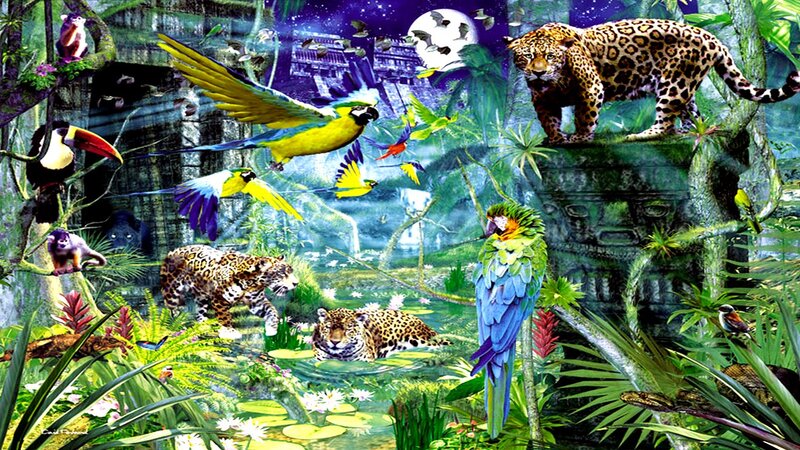 Jungle Animals in Ruins