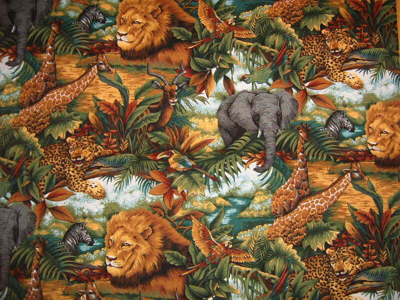 Jungle Animals on Fabric