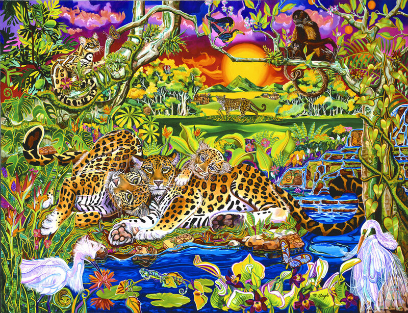 Jungle cats at sunset