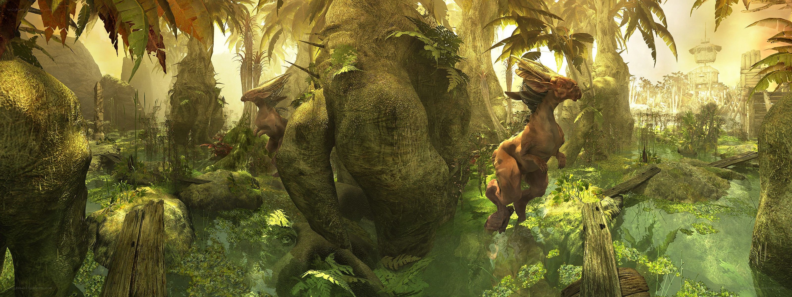 jungle creatures in ancient ruins