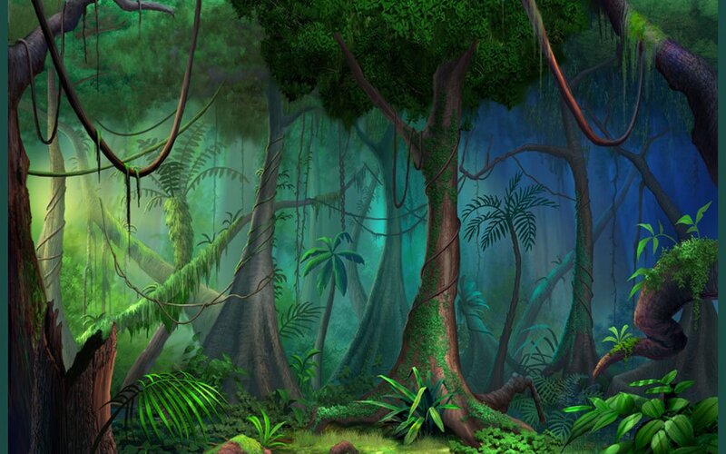 Jungle Forest Scene — Green, Dense