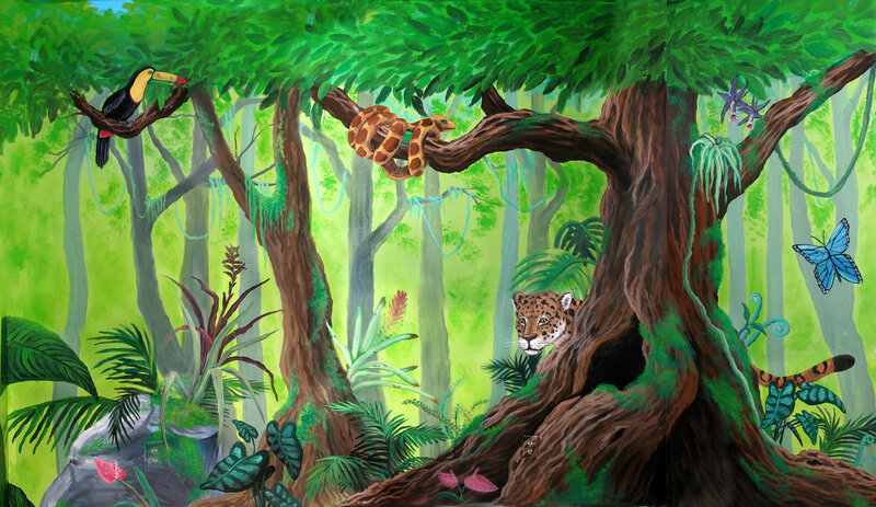 Jungle Mural with Animals
