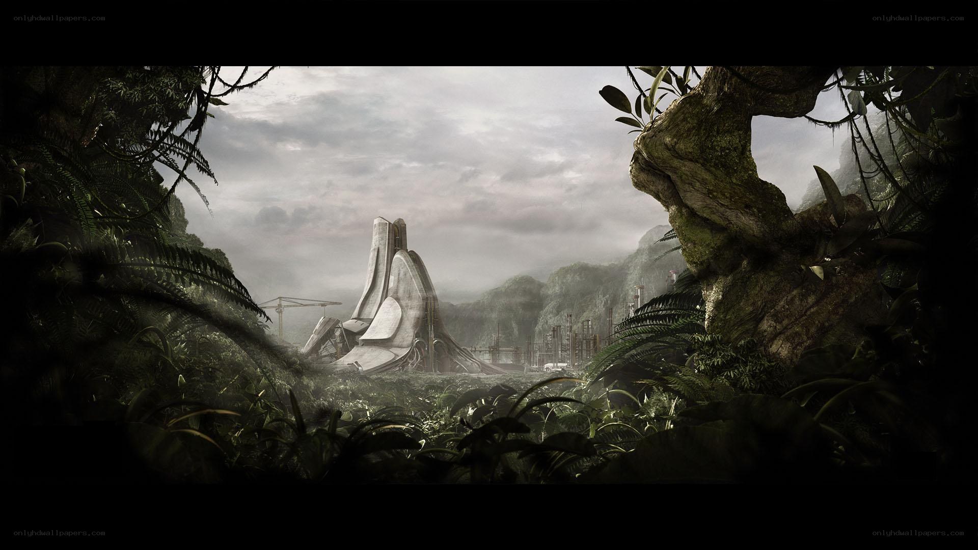 Jungle overgrown facility