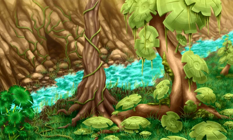 Jungle River Scene — Green