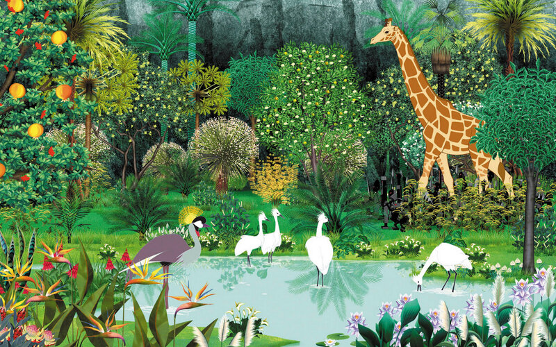Jungle scene with animals