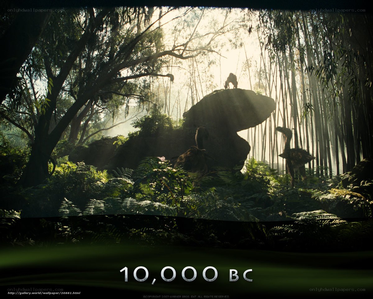 Jungle scene with dinosaurs