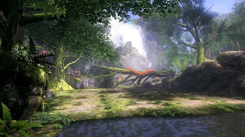 jungle scene with waterfall