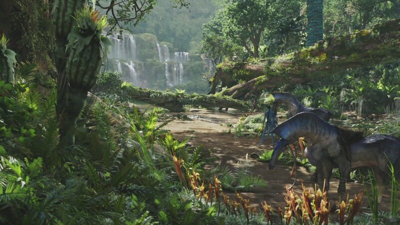 jungle scene with waterfalls