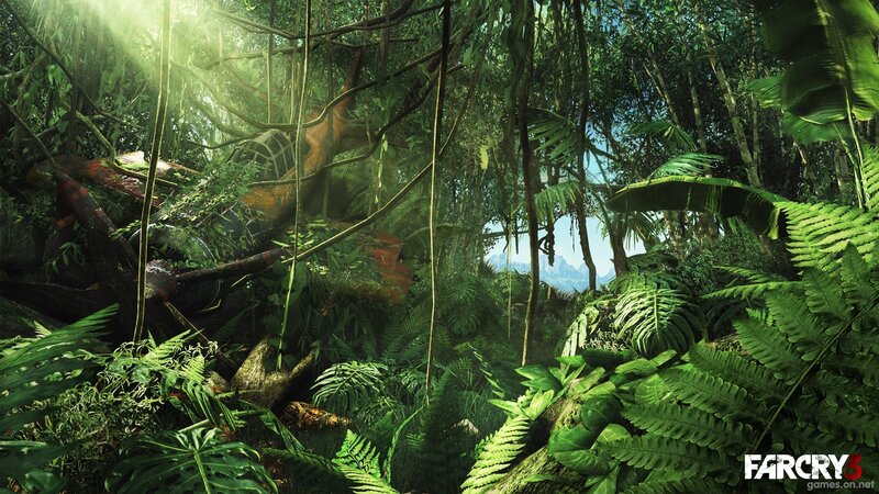 jungle scene with wreckage