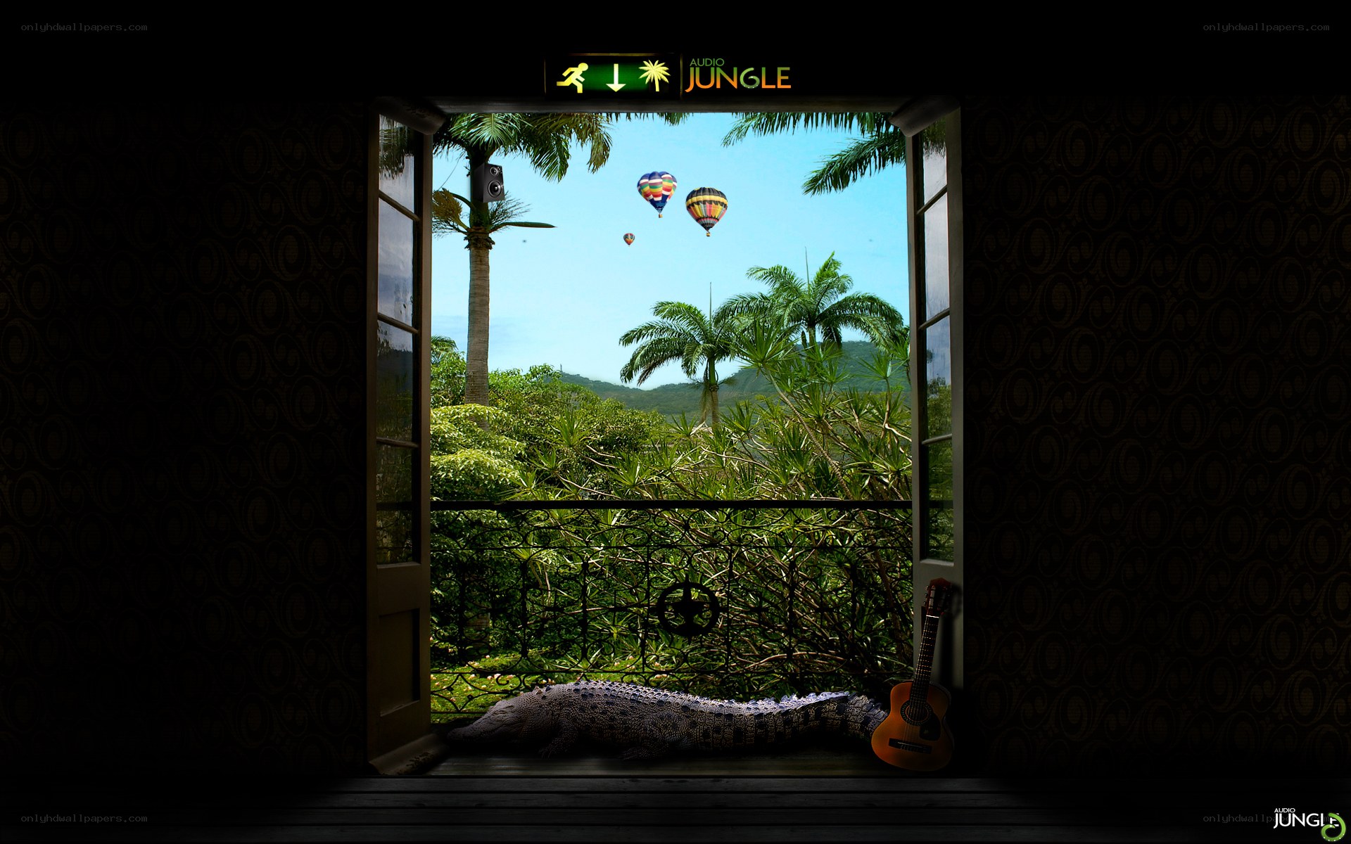 Jungle view from a dark room