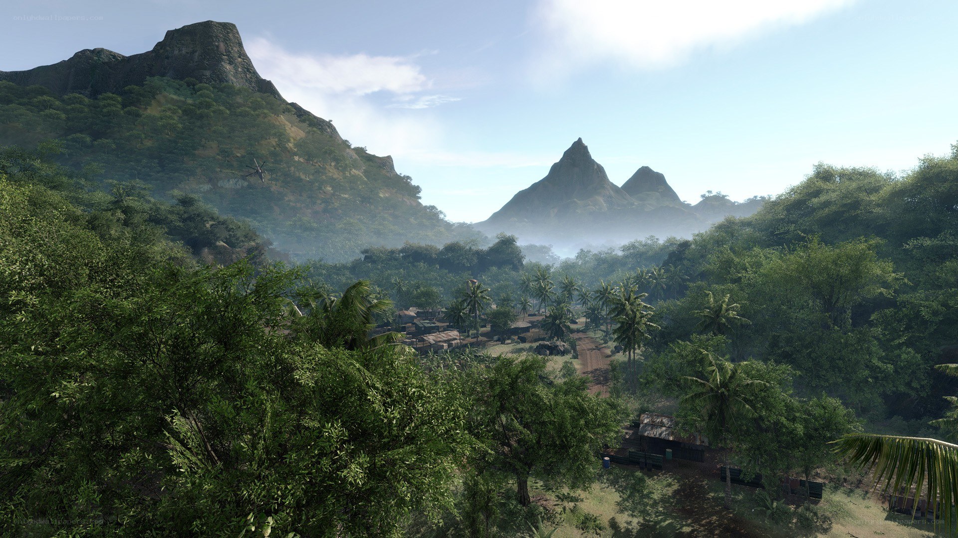 jungle village with mountains