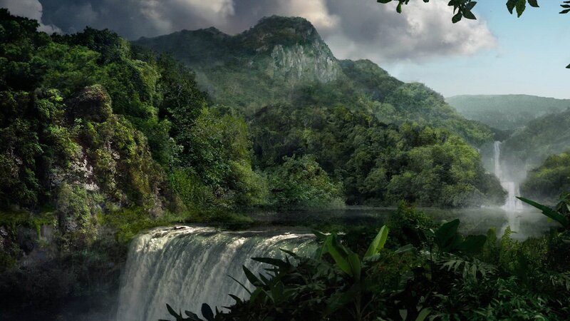 jungle waterfall landscape