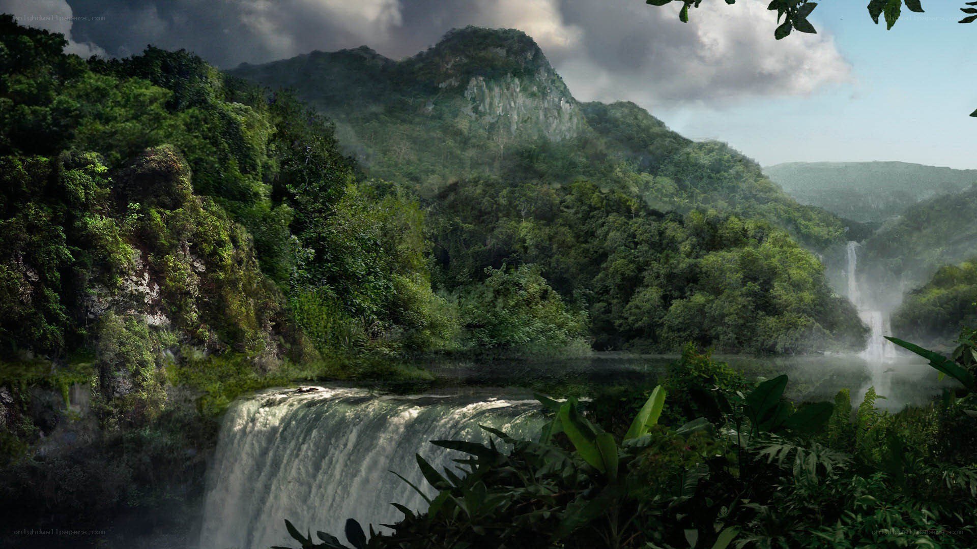 jungle waterfall landscape