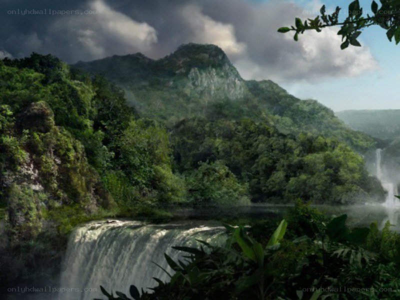 jungle waterfall landscape