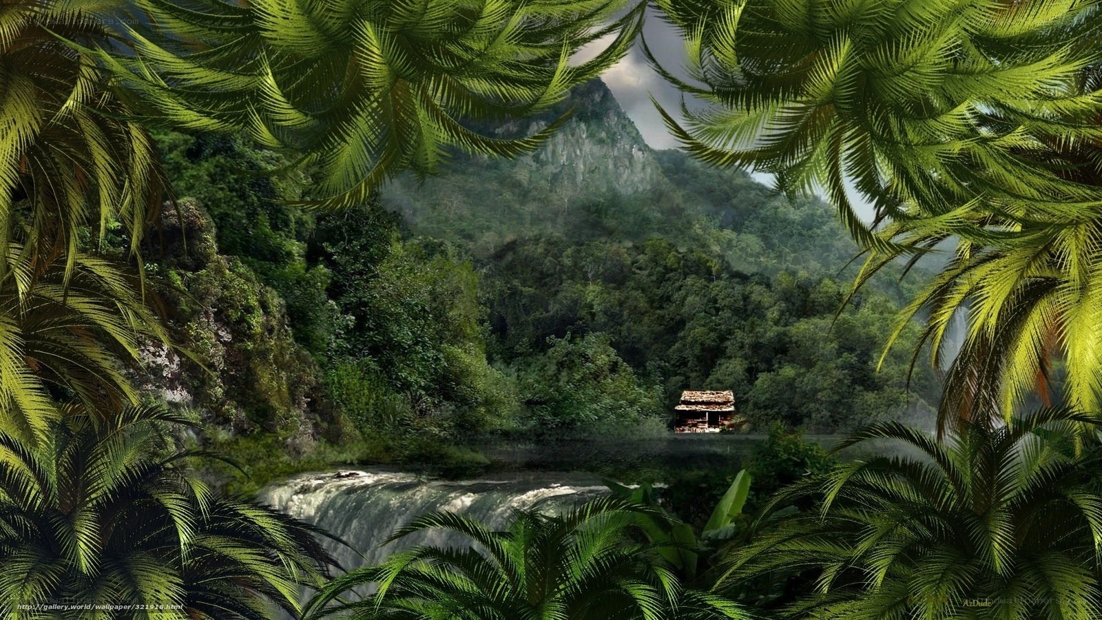 jungle waterfall landscape