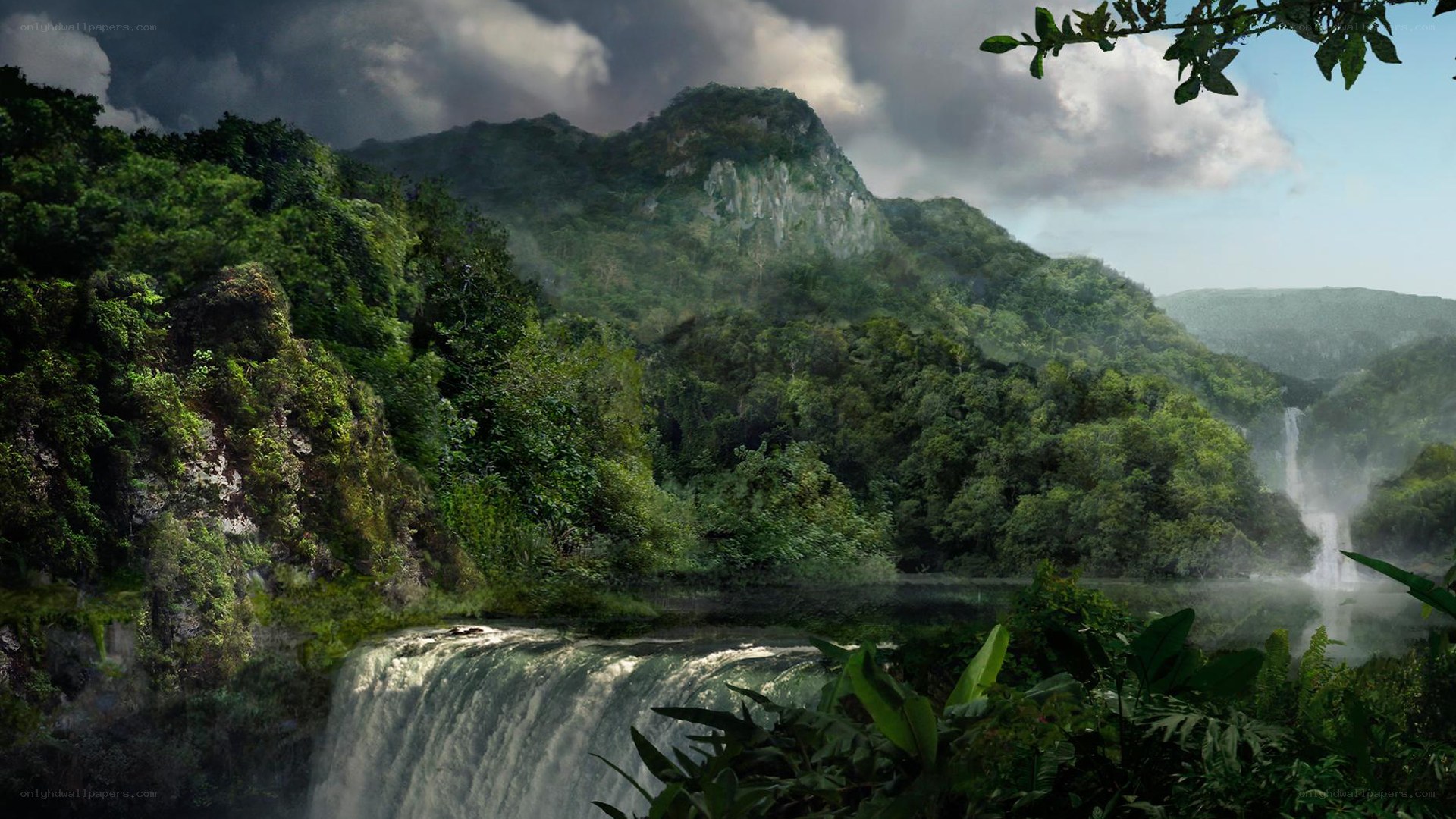 jungle waterfall landscape