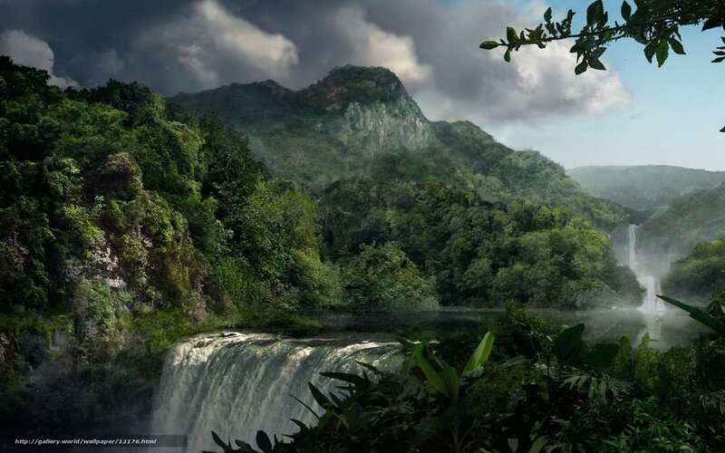 jungle waterfall landscape