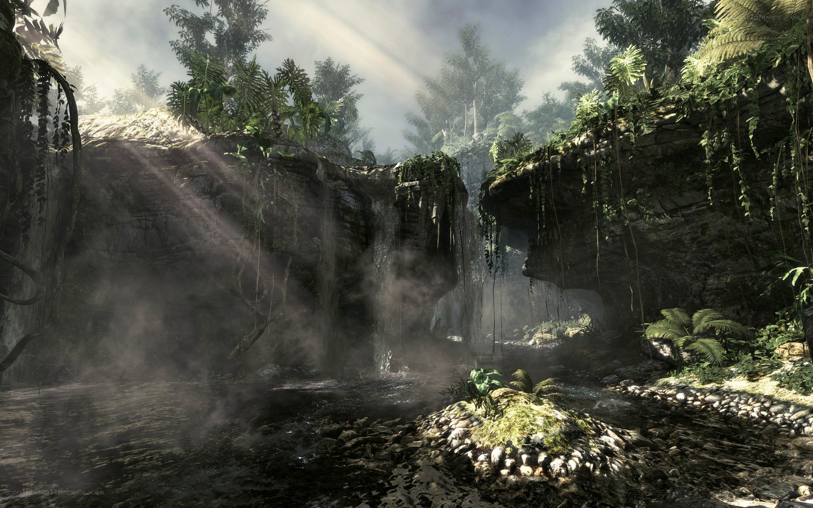 jungle waterfall scene