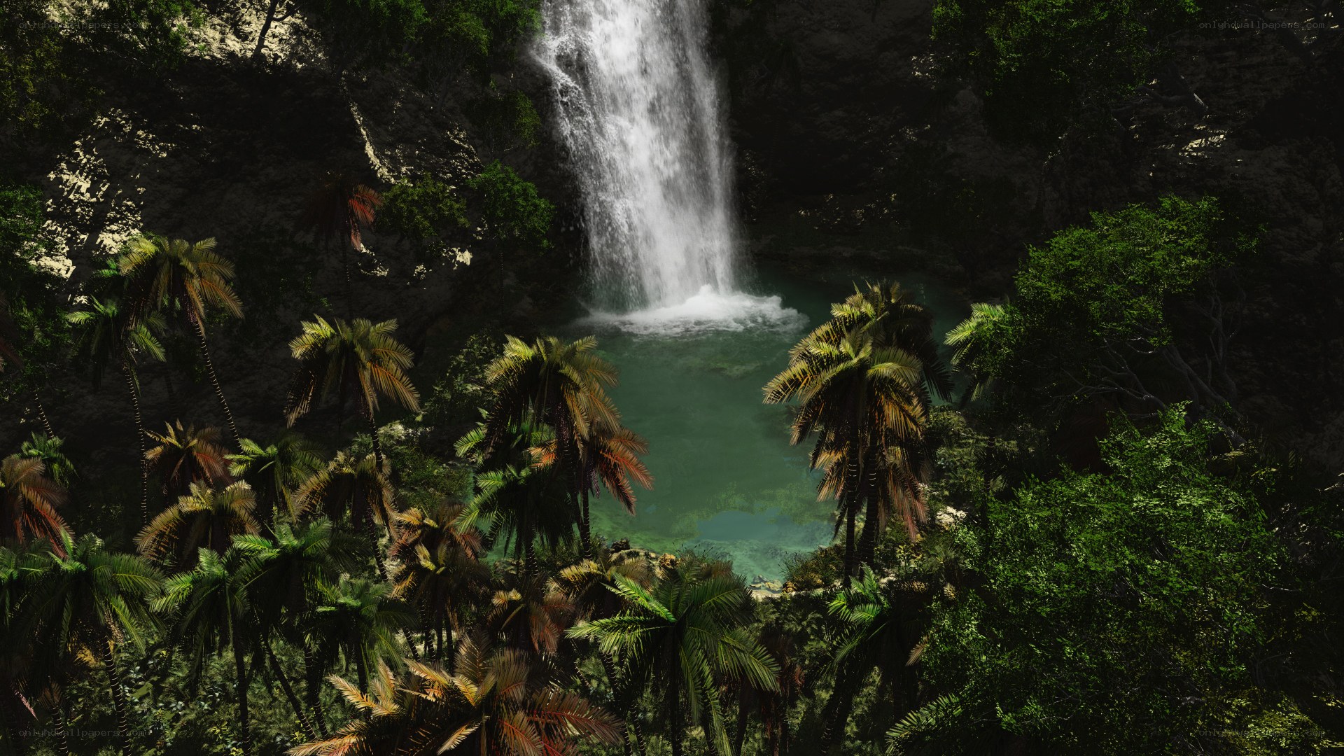 jungle waterfall scene