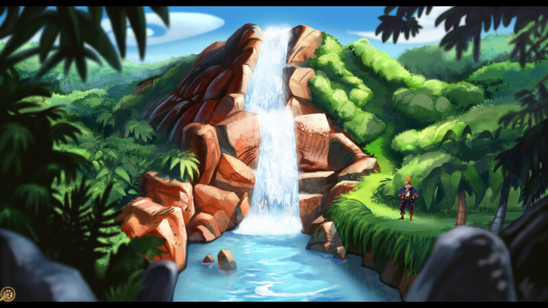 jungle waterfall scene