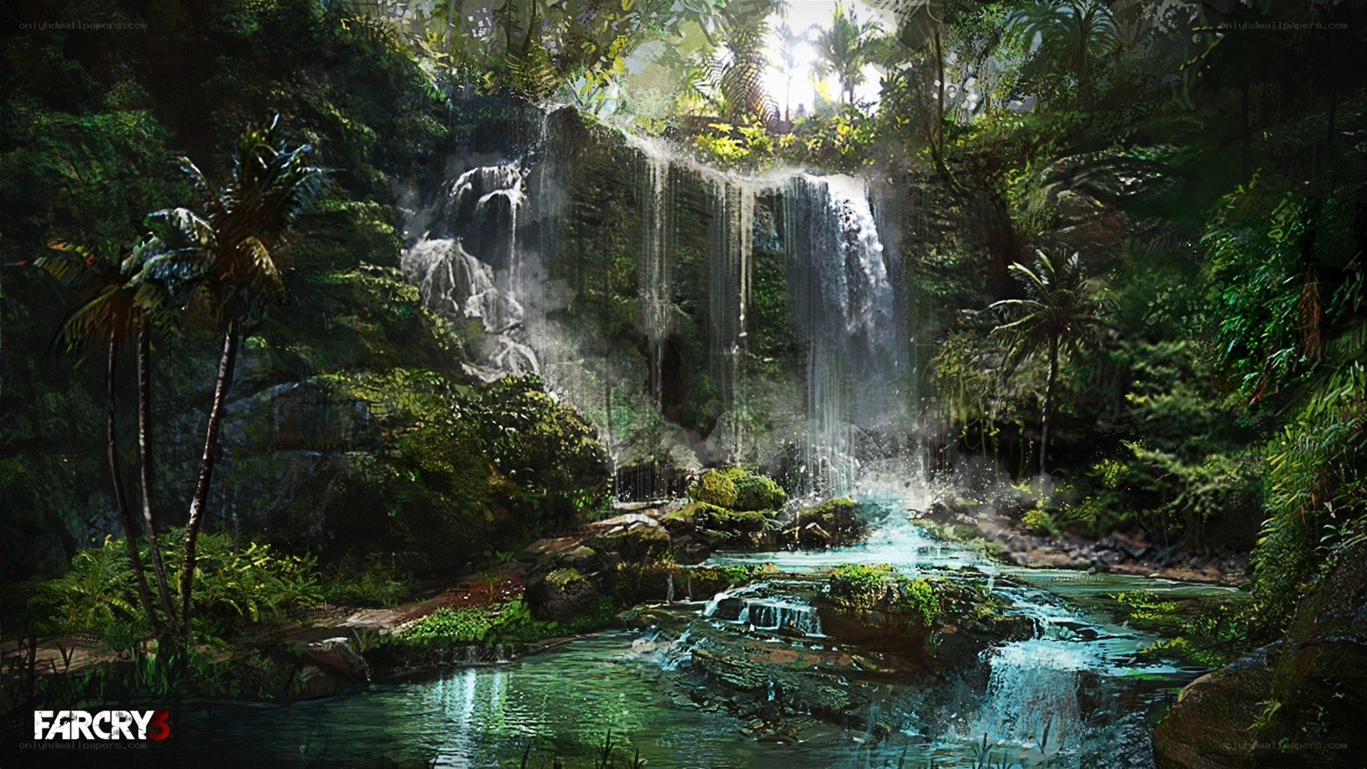 jungle waterfall scene
