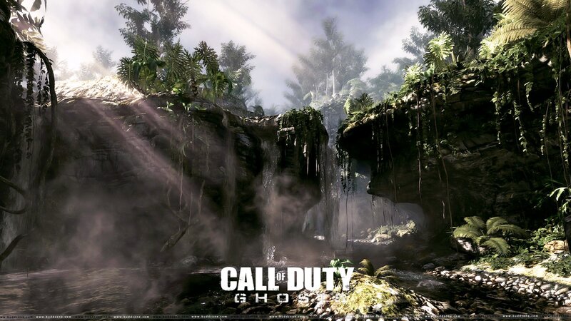 Jungle Waterfall Scene — Green, Dense, Misty