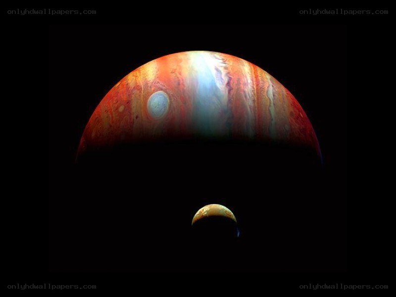 Jupiter and Europa in space