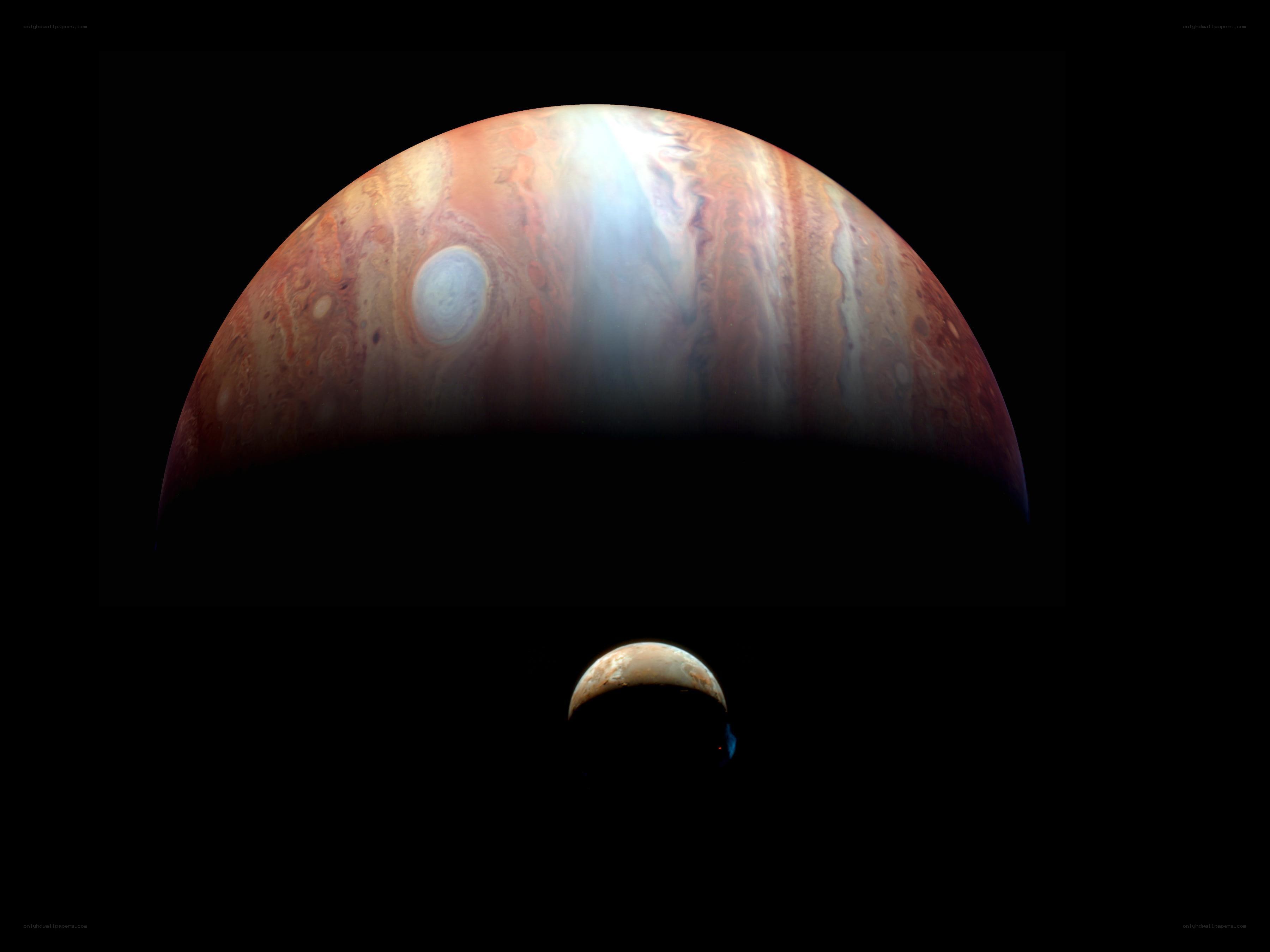 Jupiter and Io in space
