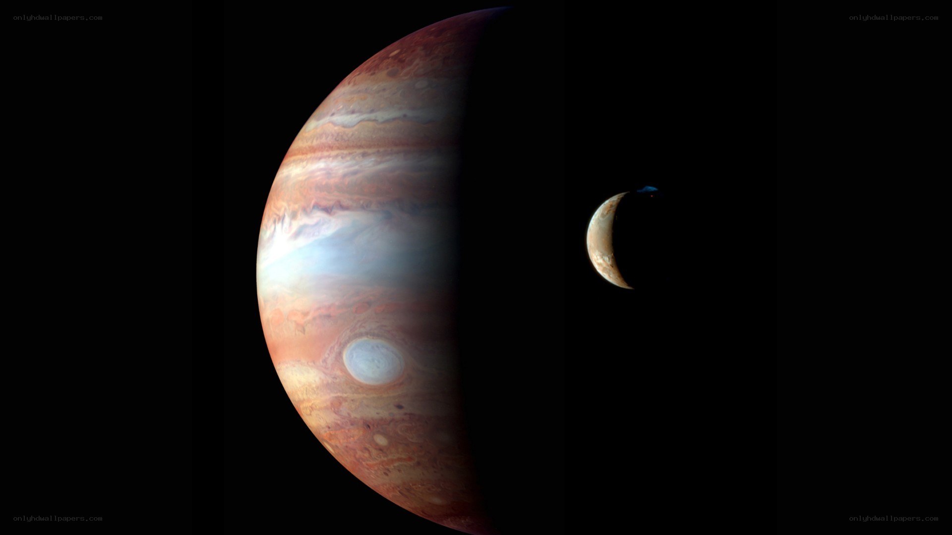 Jupiter and Io in space