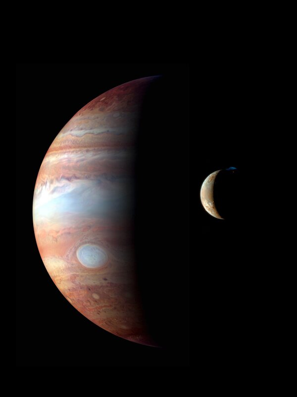 Jupiter and Io in space