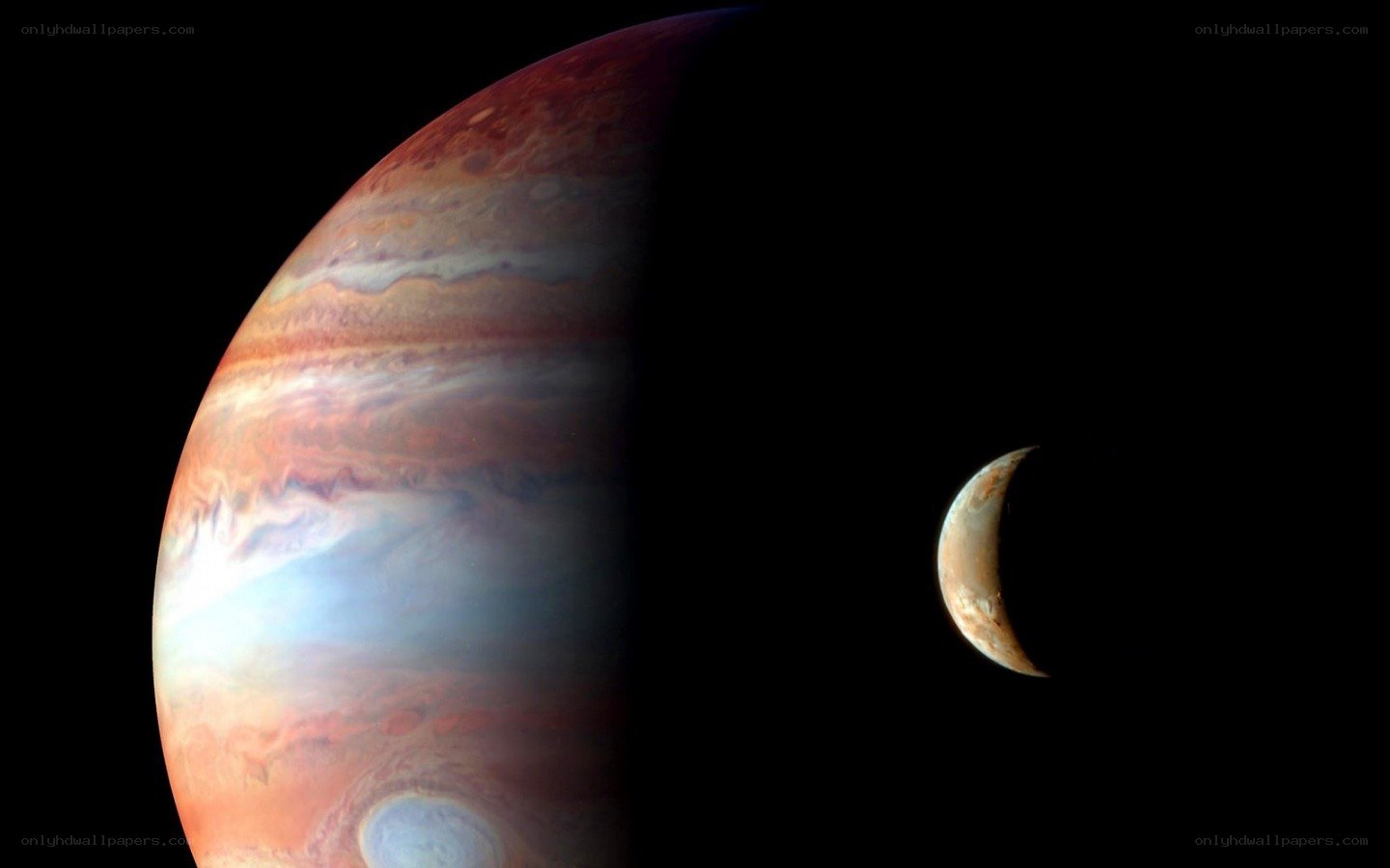 Jupiter and Io in space