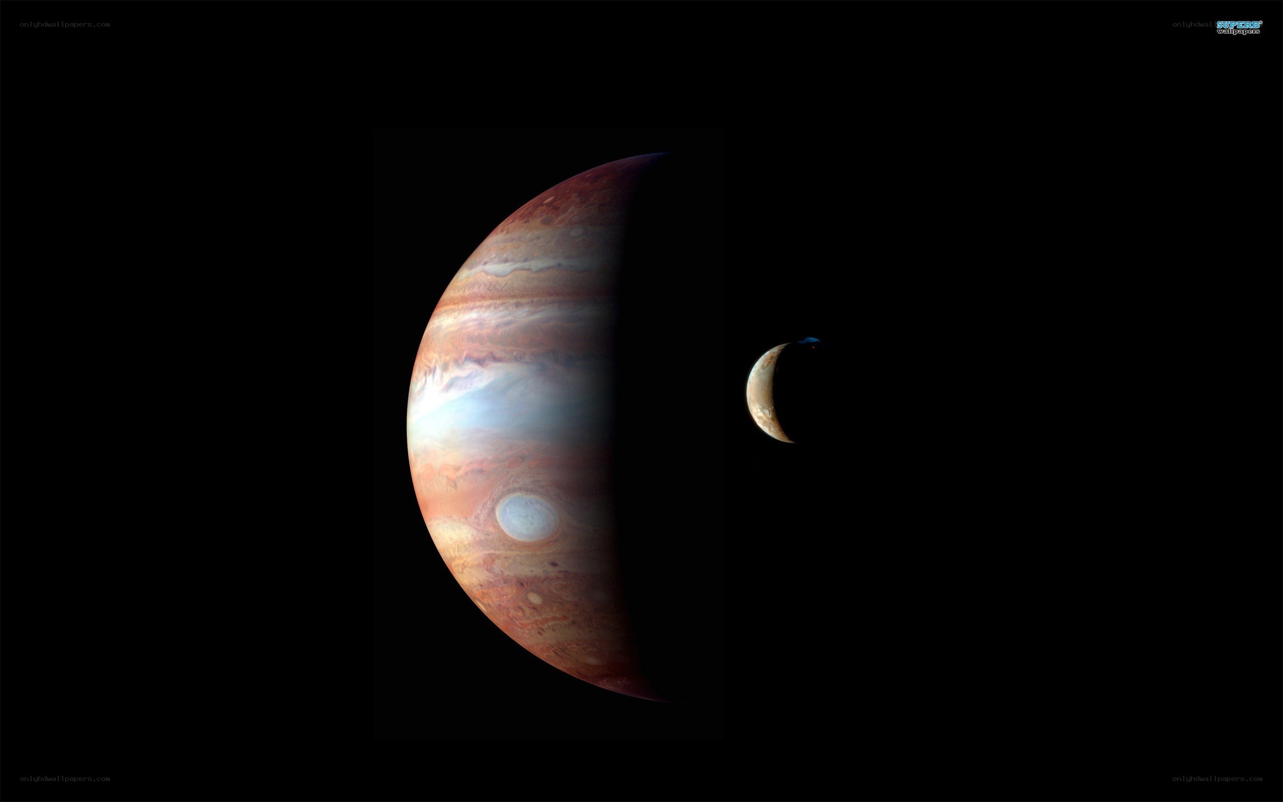 Jupiter and Io in space