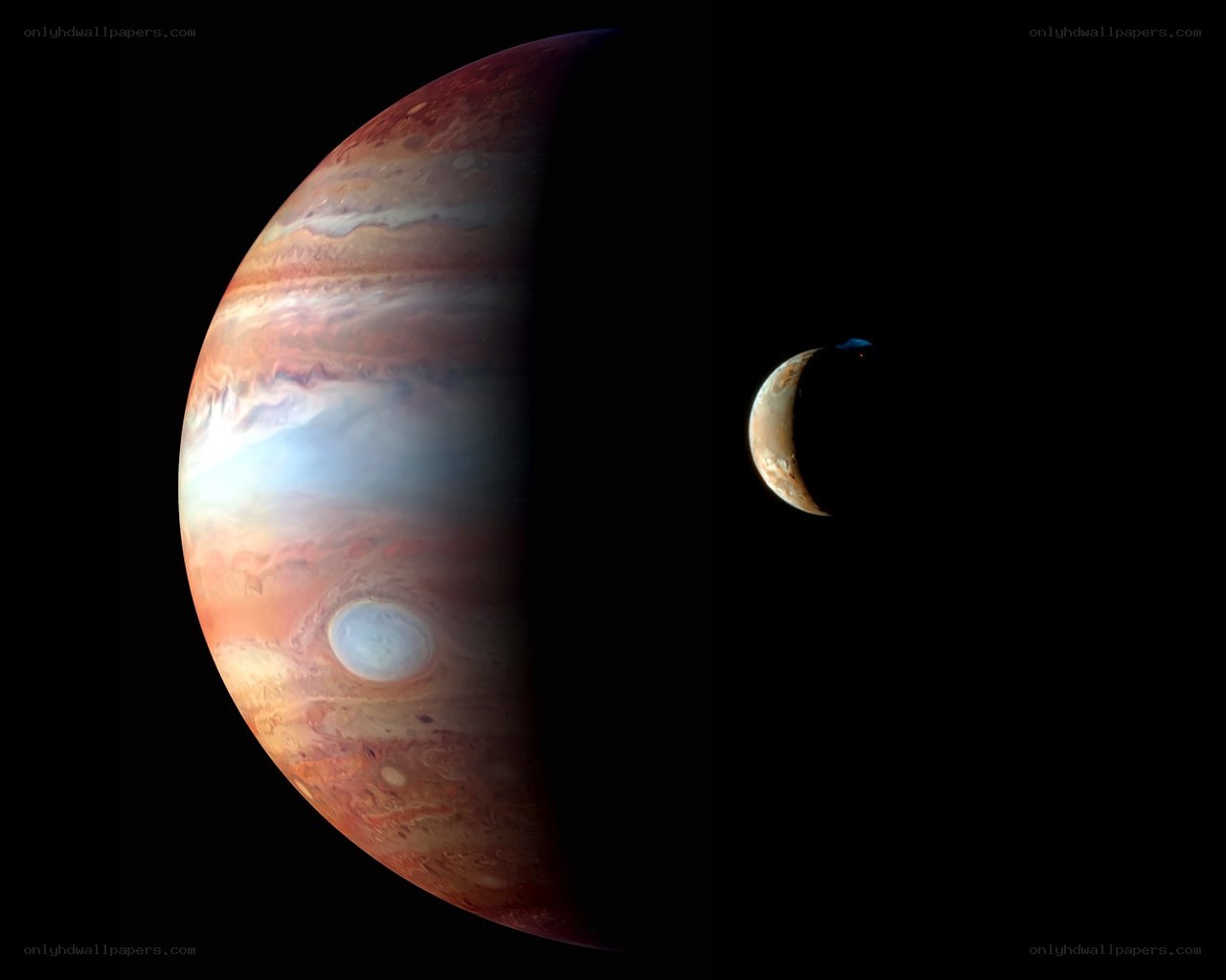 Jupiter and Io in space