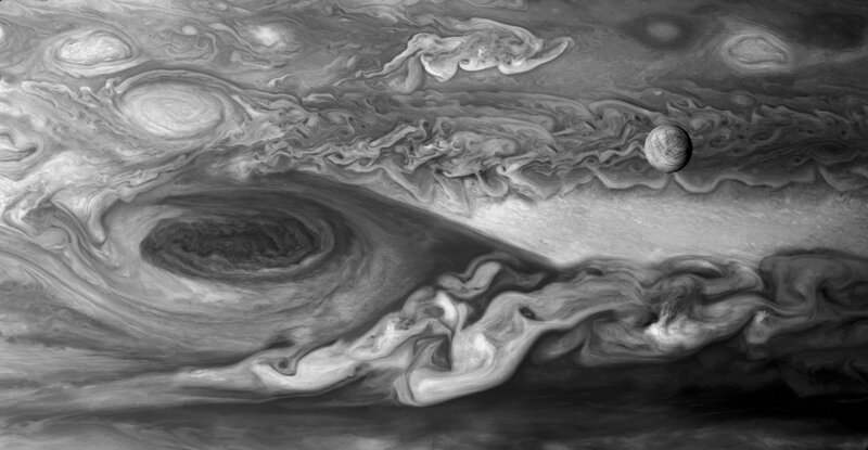 Jupiter and Its Moon — Gray