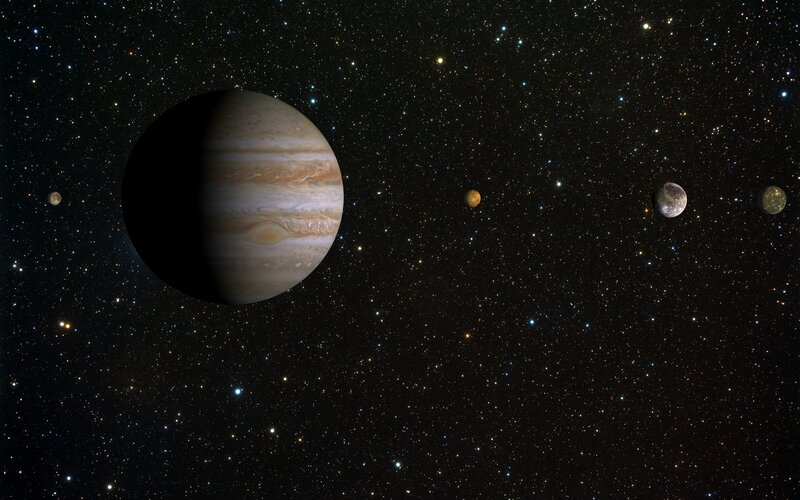 Jupiter and Its Moons — Black, Cosmic