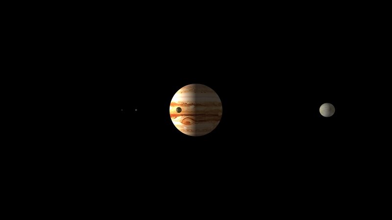 Jupiter and Its Moons — Black, Serene