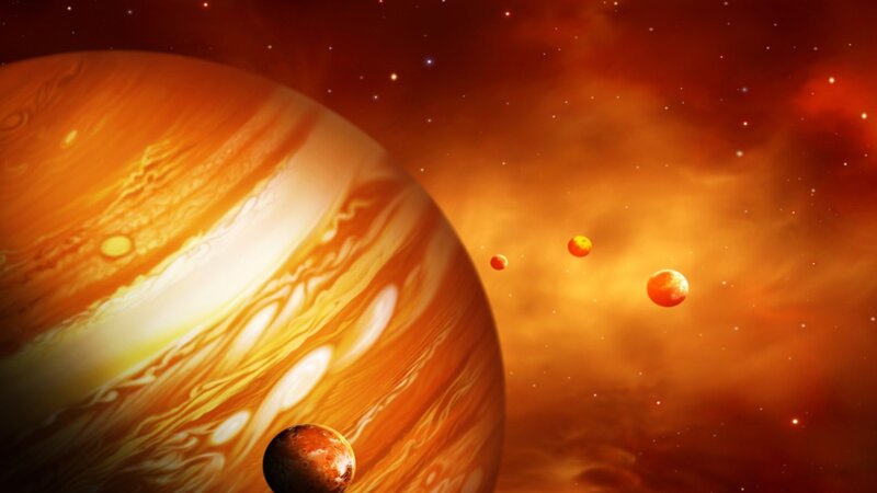 Jupiter and Its Moons — Orange