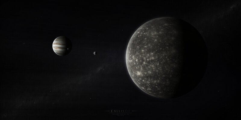 Jupiter and Moons — Black, Dramatic, Night