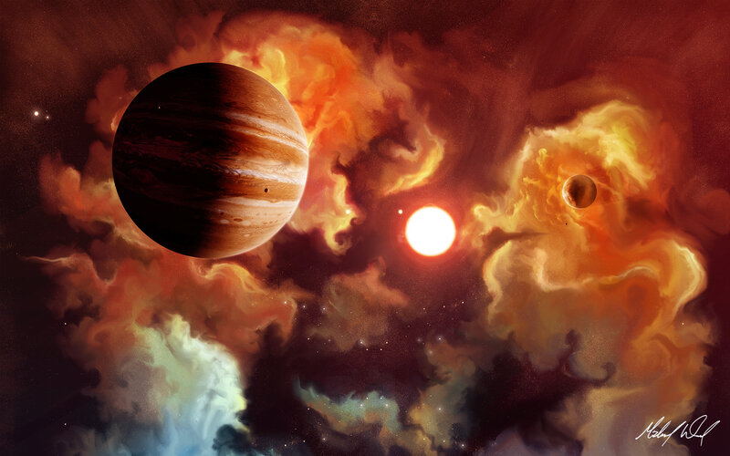 Jupiter in a nebula