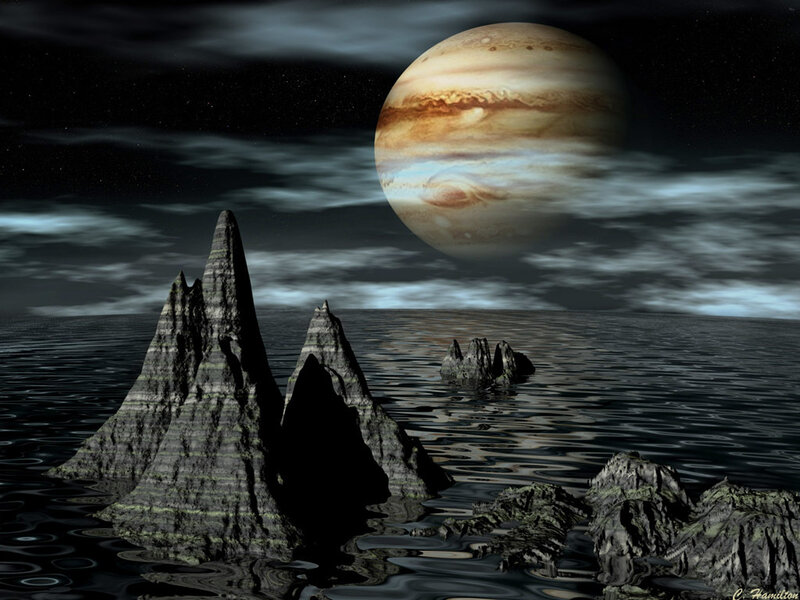Jupiter over alien seas