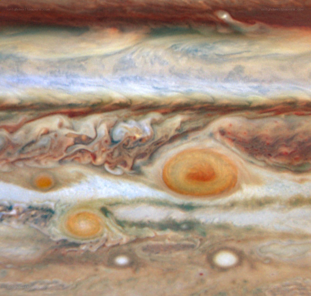 Jupiter's swirling atmosphere