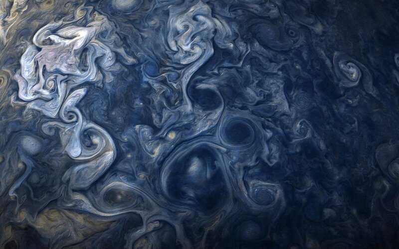Jupiter's Swirling Clouds — Blue