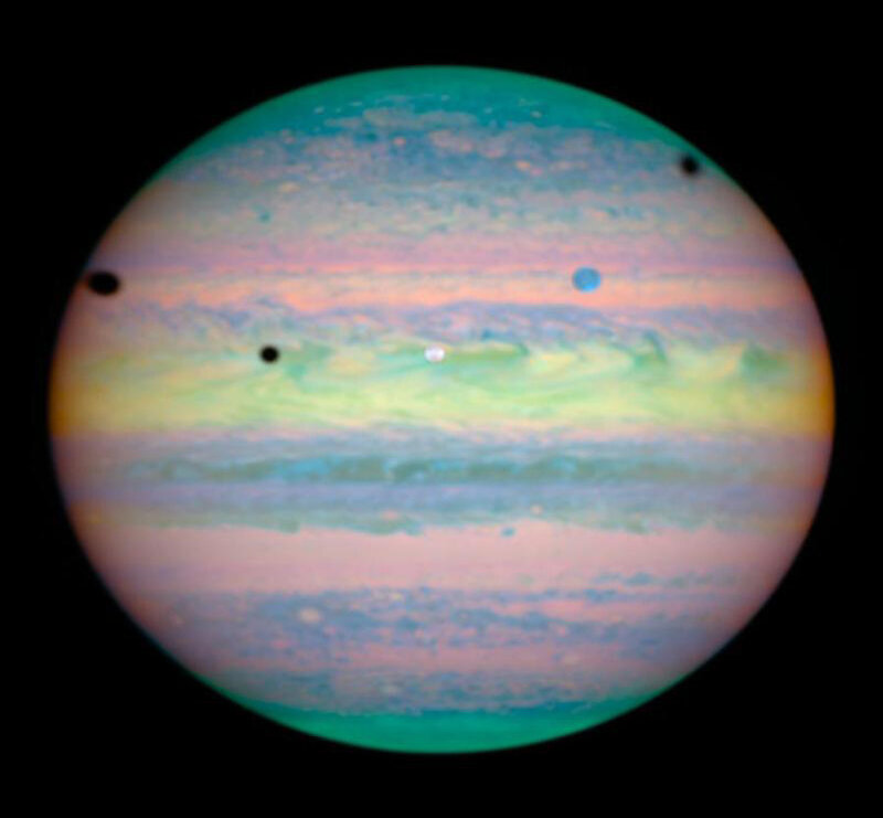 Jupiter with Moons — Green, Dramatic