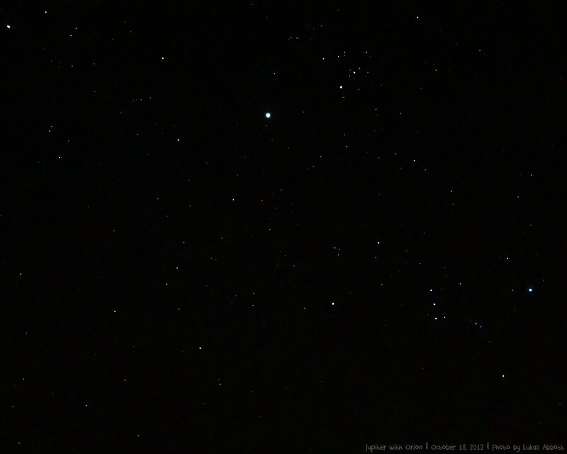 Jupiter with Orion in the night sky