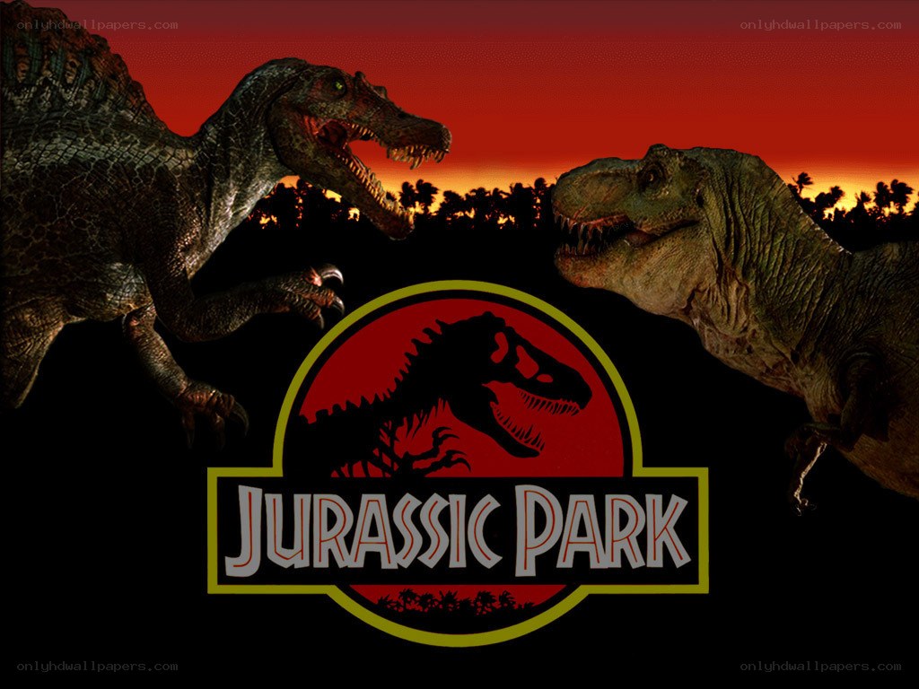 Jurassic Park logo with dinosaurs
