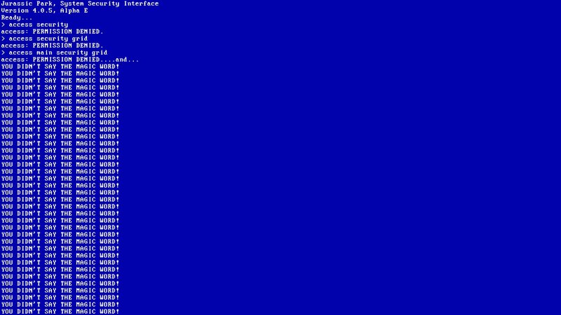 Jurassic Park security interface