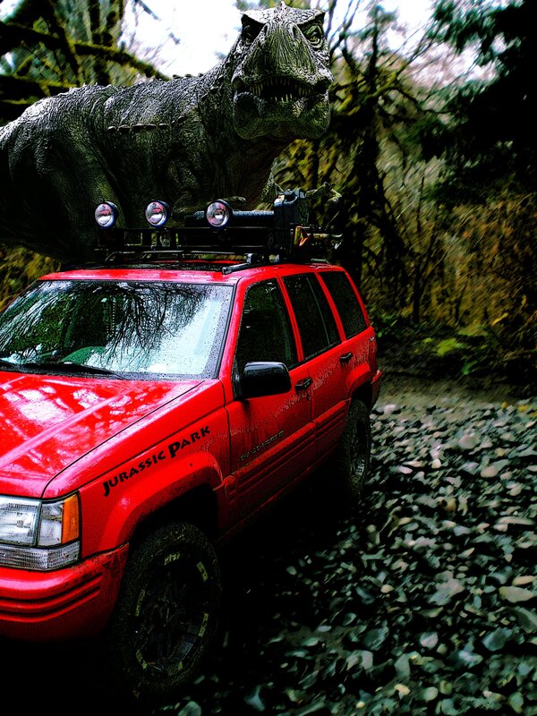 Jurassic Park SUV with T-Rex