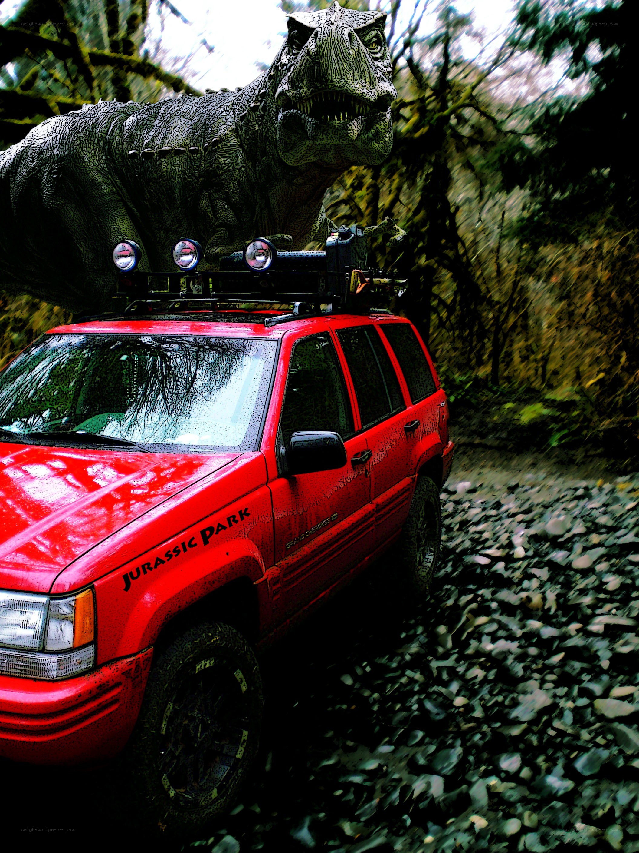 Jurassic Park SUV with T-Rex