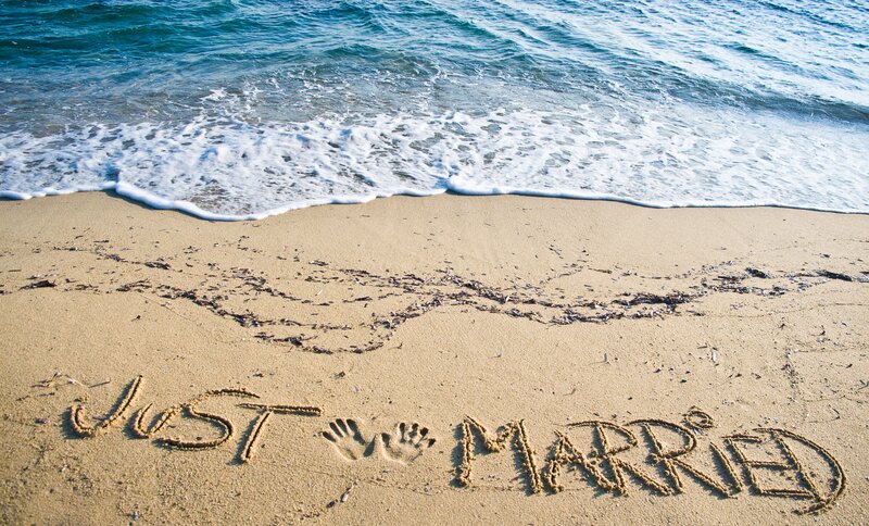 Just Married on Beach